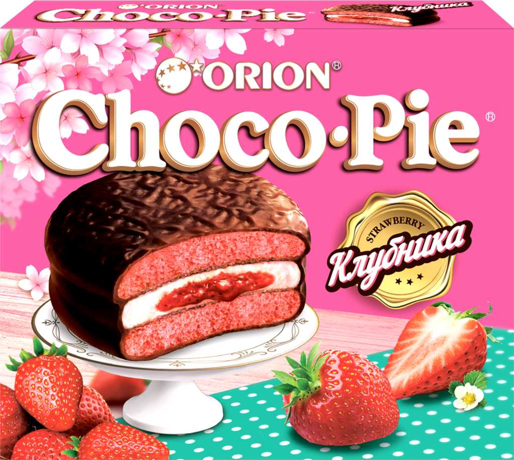 Choco Pie Клубника №12 Орион 30 гр(8бл*12шт)8