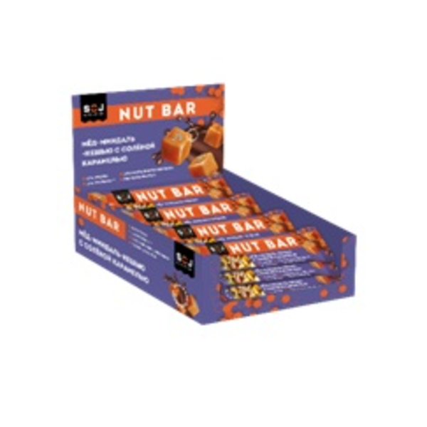 Бат. NUT BAR мед-минд.-кешью с ирис-слив вк.с сол.кар.40г64бл16